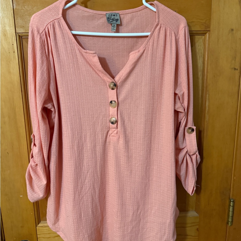 Boho Pink Button-Up Women's Top
